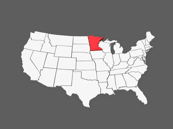 Trójwymiarowa mapa minnesota. Stany Zjednoczone Ameryki. — Zdjęcie stockowe