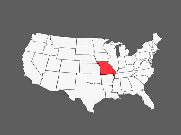 Mapa tridimensional de Missouri. Estados Unidos . — Foto de Stock