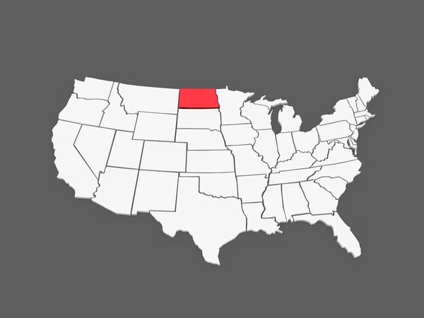 Trójwymiarową mapę z north dakota. Stany Zjednoczone Ameryki. — Zdjęcie stockowe