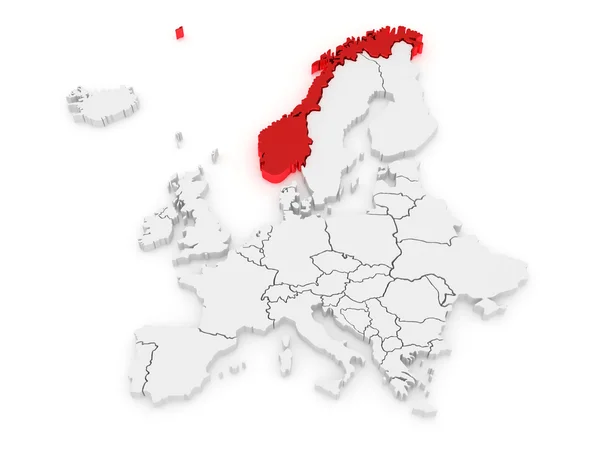 Karte von Europa und Norwegen. — Stockfoto