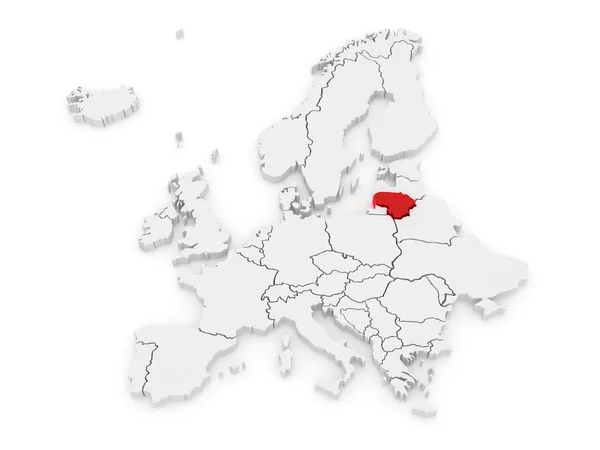 Mapa de Europa y Lituania . —  Fotos de Stock