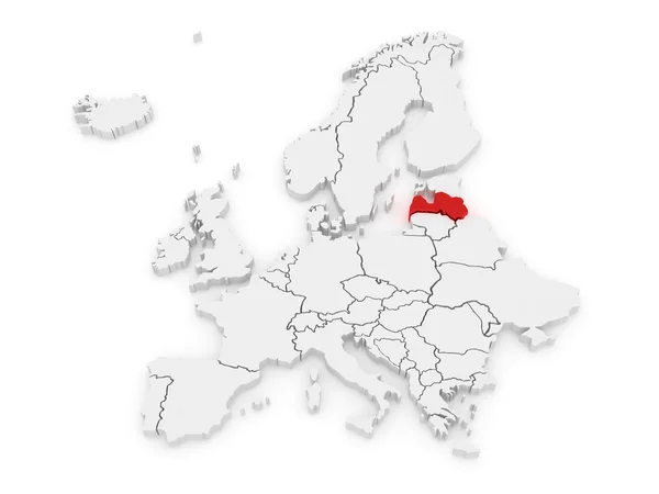 Kart over Europa og Latvia . – stockfoto