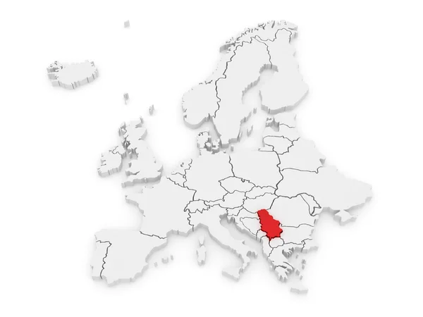 Karta över Europa och Serbien. — Stockfoto