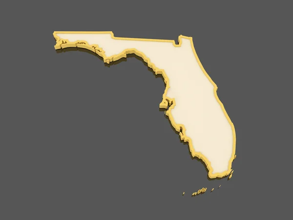 Trójwymiarowa mapa Florydy. Stany Zjednoczone Ameryki. — Zdjęcie stockowe