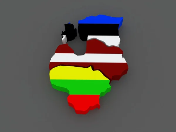 Kraje bałtyckie. Litwy, Łotwy i Estonii. Mapa. — Zdjęcie stockowe