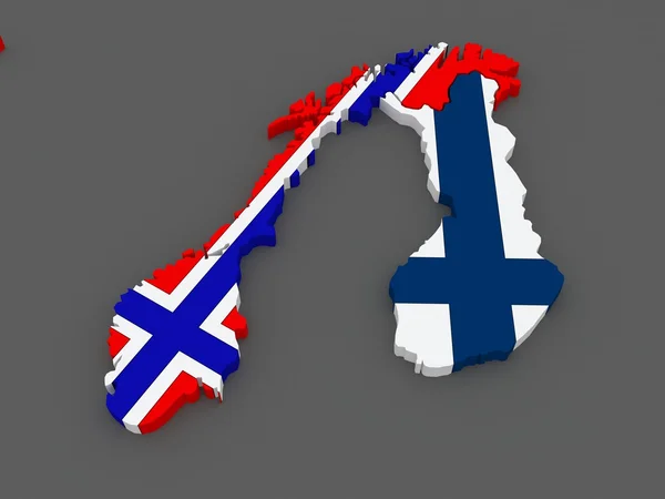 Norway and Finland. map. — Stock Photo, Image