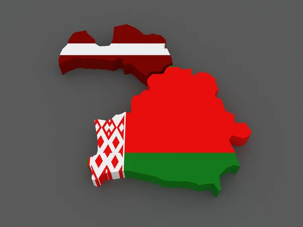 Lettonia e Bielorussia. mappa . — Foto Stock