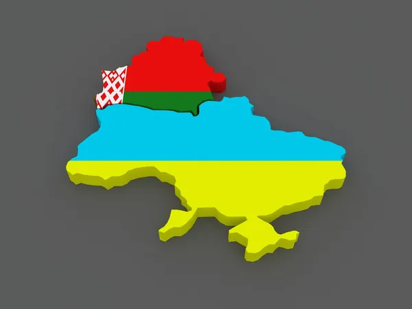 白俄罗斯和乌克兰。地图. — 图库照片