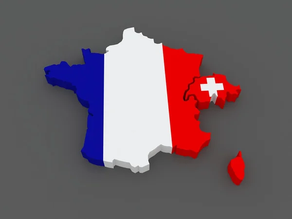 France and Switzerland. map. — Stock Photo, Image