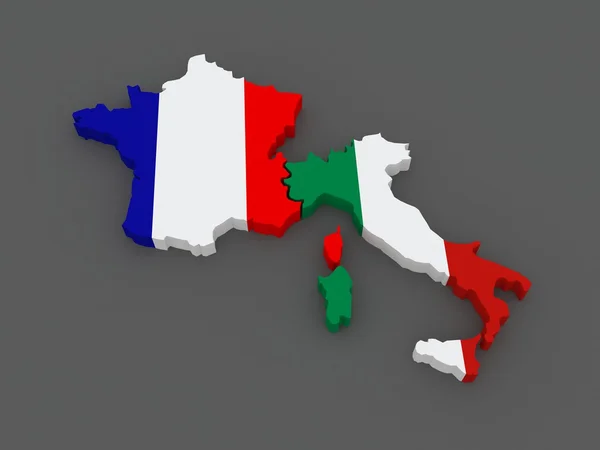 France and Italy. map. — Stock Photo, Image