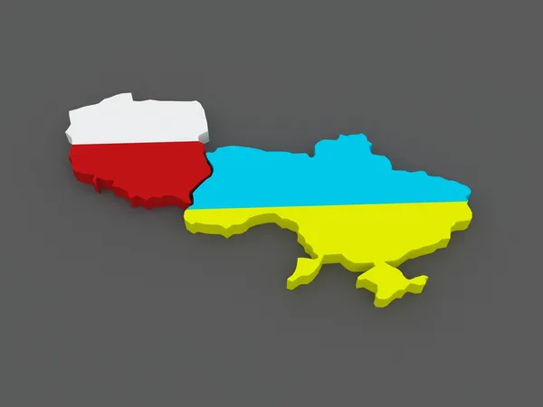 Україна та Польща. Карта. — стокове фото