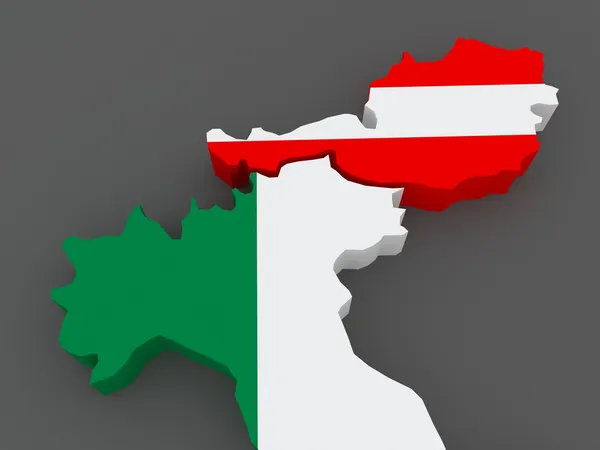 Włochy i austria. Mapa. — Zdjęcie stockowe