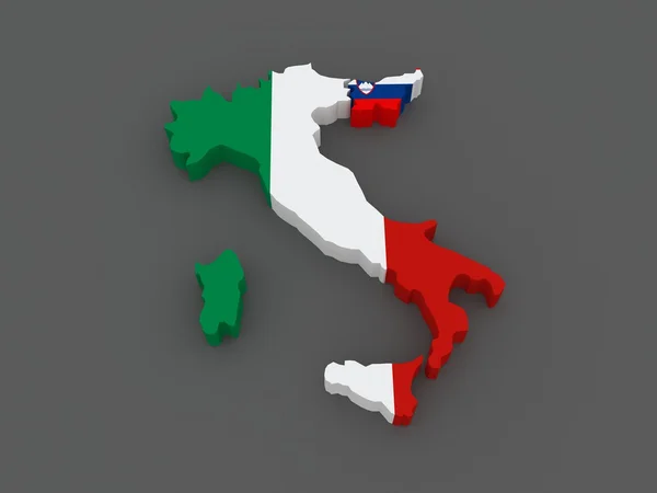 Italy and Slovenia. map. — Stock Photo, Image