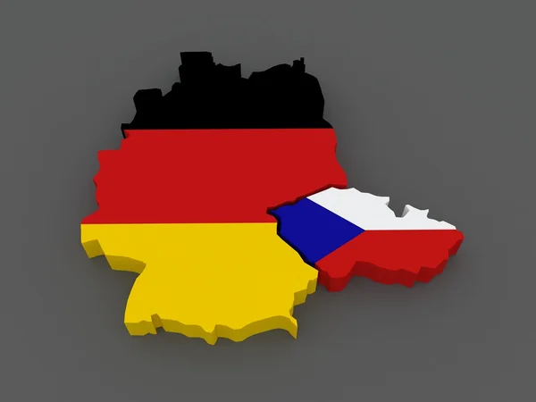 Duitsland en de Tsjechische Republiek. kaart. — Stockfoto