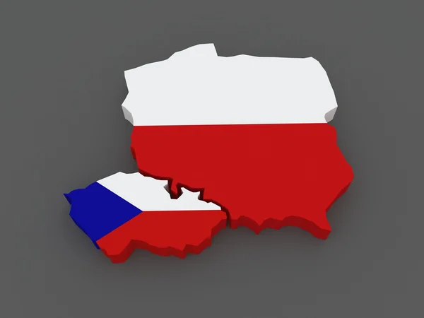 Tjeckien och Polen. karta. — Stockfoto