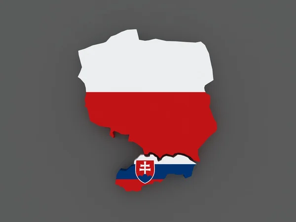 Poland and Slovakia. map. — Stock Photo, Image