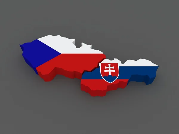 República Checa y Eslovaquia. mapa . — Foto de Stock