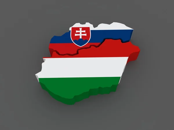 Slowakije en Hongarije. kaart. — Stockfoto