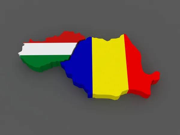 Hungria e a Roménia. mapa. — Stockfoto