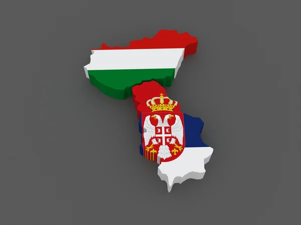 Hungary and Serbia. map.