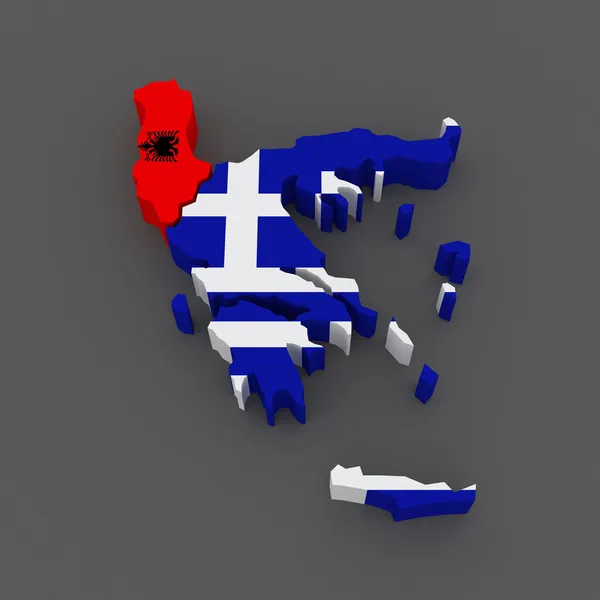 阿尔巴尼亚和希腊。地图 — 图库照片