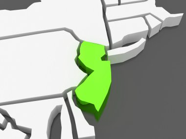üç boyutlu harita new Jersey. ABD.