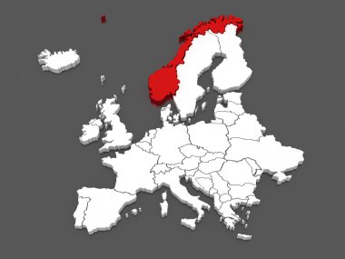 Avrupa ve Norveç Haritasıヨーロッパ地図とノルウェー.