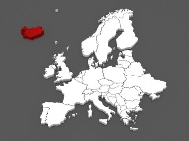 Avrupa ve İzlanda Haritası.
