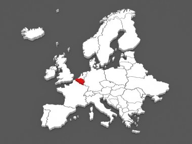 Belçika ve Avrupa Haritası.