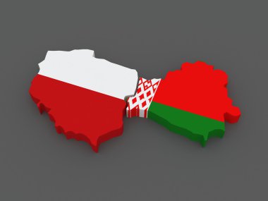 Polonya ve Beyaz Rusya. harita.