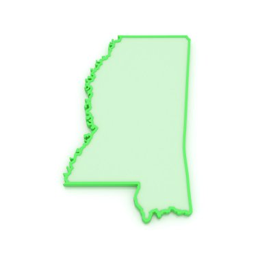 üç boyutlu harita Mississippi. ABD.