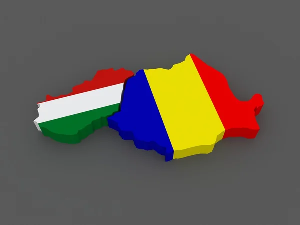 Macaristan ve Romanya. harita. — Stok fotoğraf