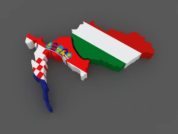 Croatia and Hungary. map. — Stock Photo, Image