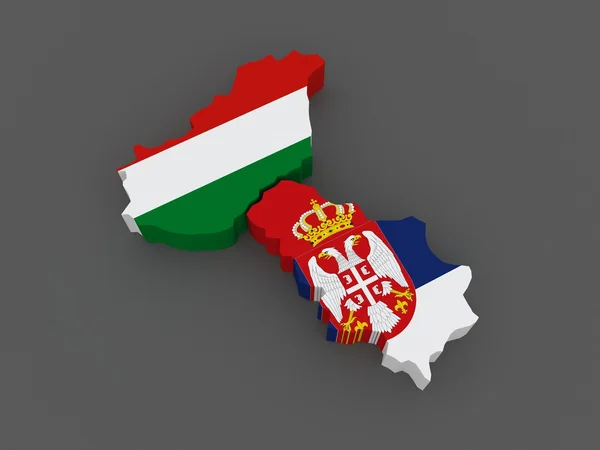 Hungary and Serbia. map. — Stock Photo, Image