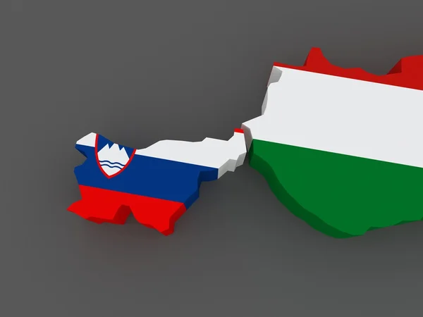 Slovenia and Hungary. map. — Stock Photo, Image