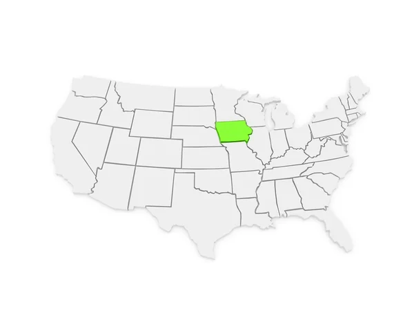 Mapa tridimensional do Iowa. Estados Unidos . — Fotografia de Stock