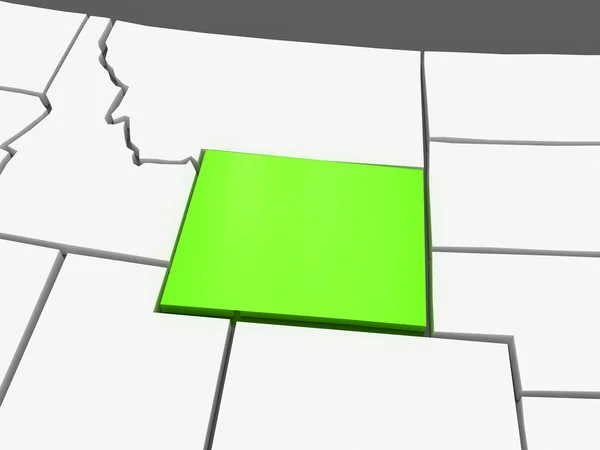 怀俄明州的三维地图。美国. — 图库照片