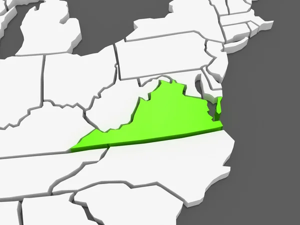 Mapa tridimensional de Virginia. Estados Unidos . —  Fotos de Stock