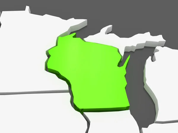 Three-dimensional map of Wisconsin. USA. — Stock Photo, Image