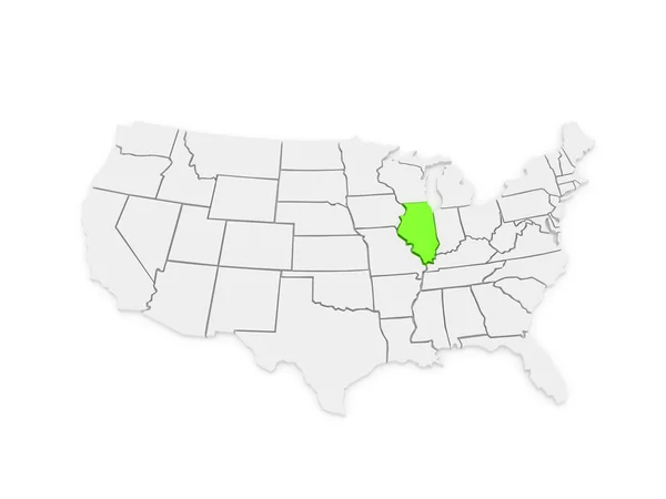 Трехмерная карта Иллинойса. США . — стоковое фото