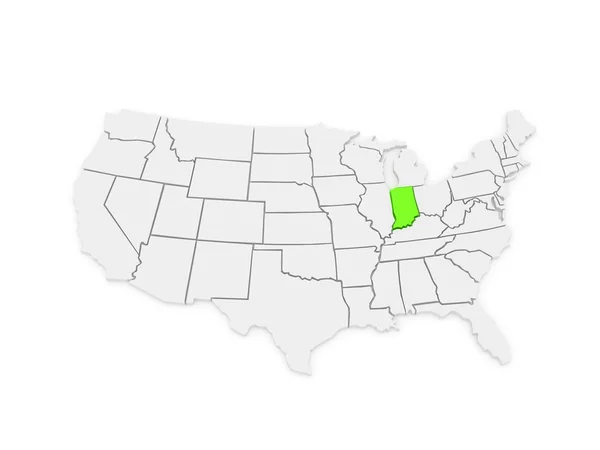 Mapa tridimensional de Indiana. Estados Unidos . — Fotografia de Stock