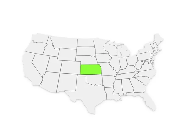 Dreidimensionale Karte von Kansas. USA. — Stockfoto