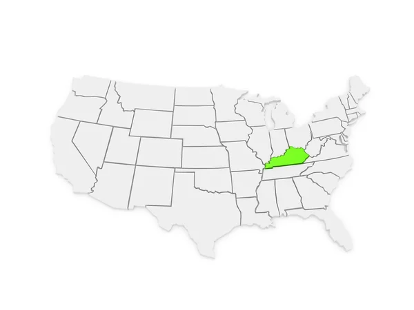 Mapa tridimensional do Kentucky. Estados Unidos . — Fotografia de Stock