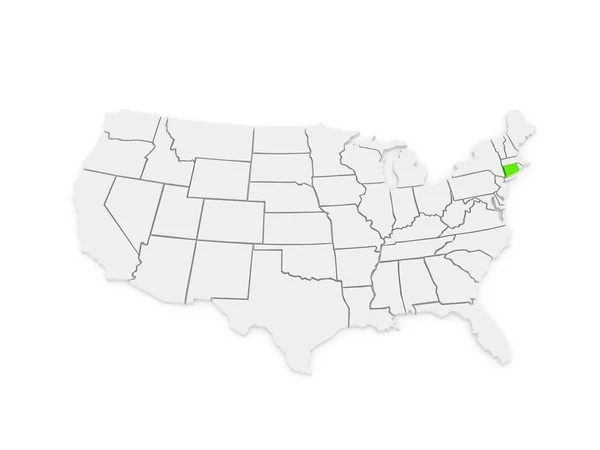 美国康涅狄格州的三维地图。美国. — 图库照片