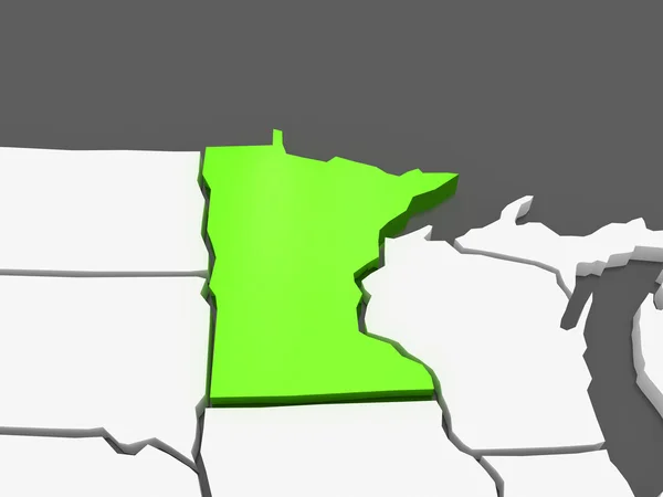 Minnesota üç boyutlu Haritası. ABD. — Stok fotoğraf
