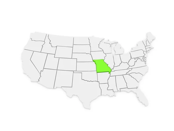 Mapa tridimensional do Missouri. Estados Unidos . — Fotografia de Stock