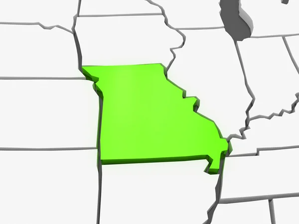 Dreidimensionale Karte von Missouri. USA. — Stockfoto