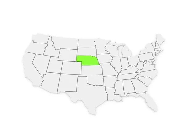 Mapa tridimensional do Nebraska. Estados Unidos . — Fotografia de Stock