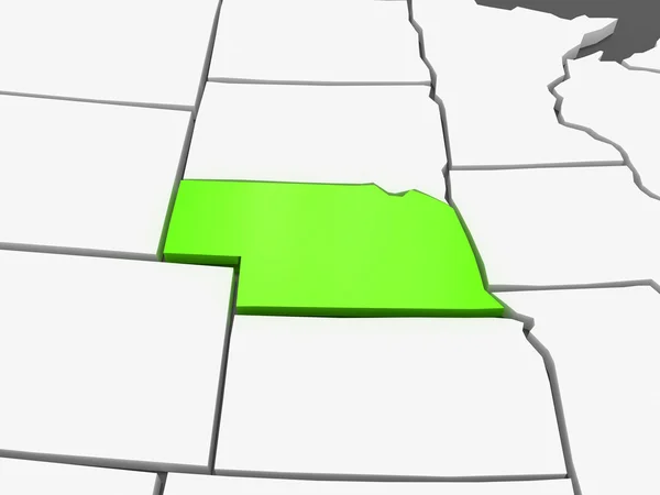 Mapa tridimensional do Nebraska. Estados Unidos . — Fotografia de Stock