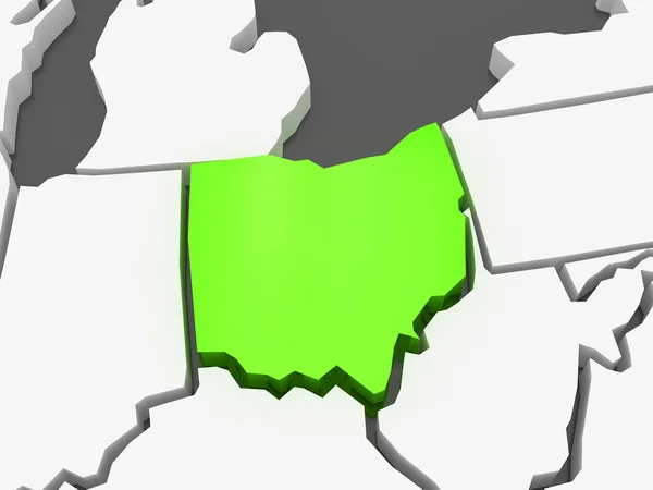 Mapa tridimensional de Ohio. Estados Unidos . —  Fotos de Stock